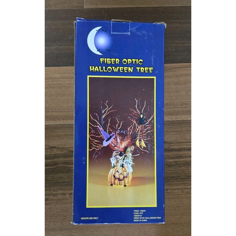 Vintage Glowing Fiber Optic 18" Halloween Light Up Tree in Box w/ power cord